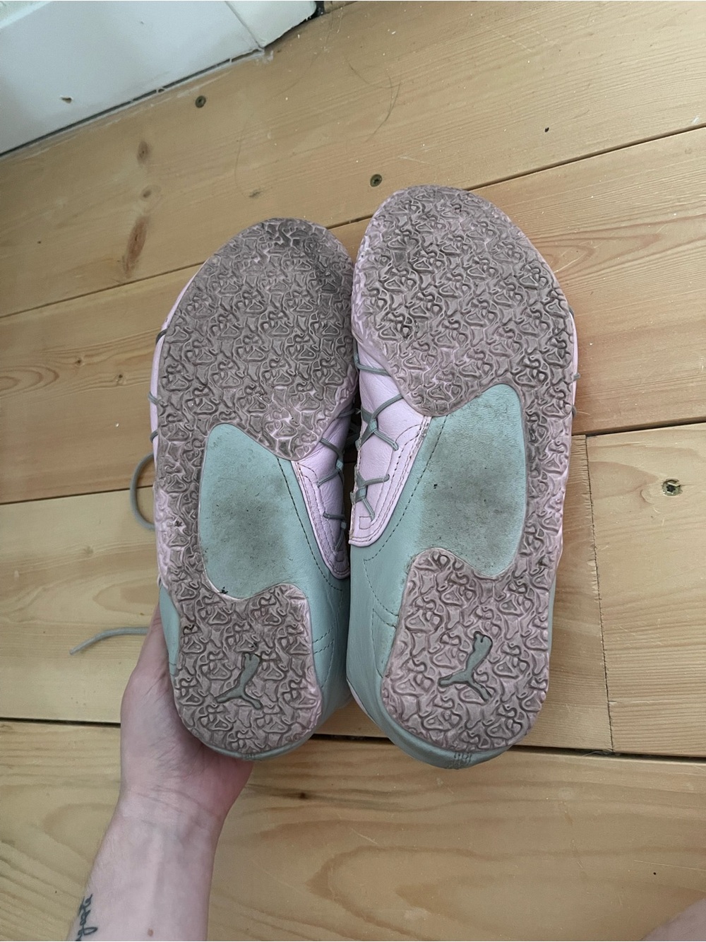 Rare Vintage Puma Pink and Grey Leather Sporty Ballet Flats - Picture 10 of 12